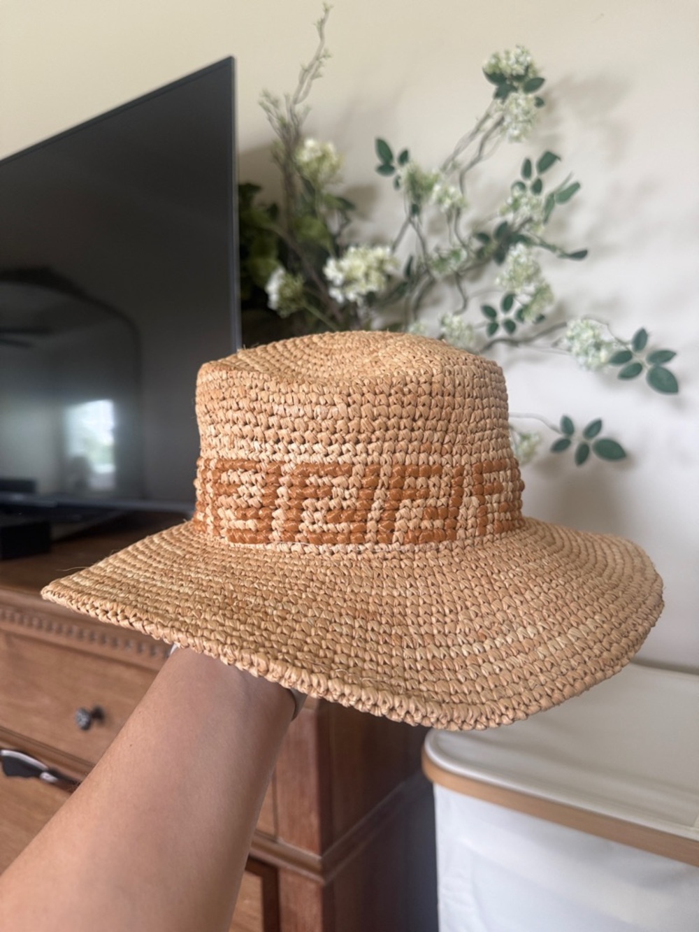 Fendi Straw Sun Hat - Natural Tan